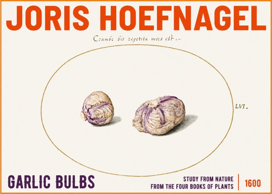 Joris Hoefnagel Garlic Bulbs Study from Nature No3 - Affiche