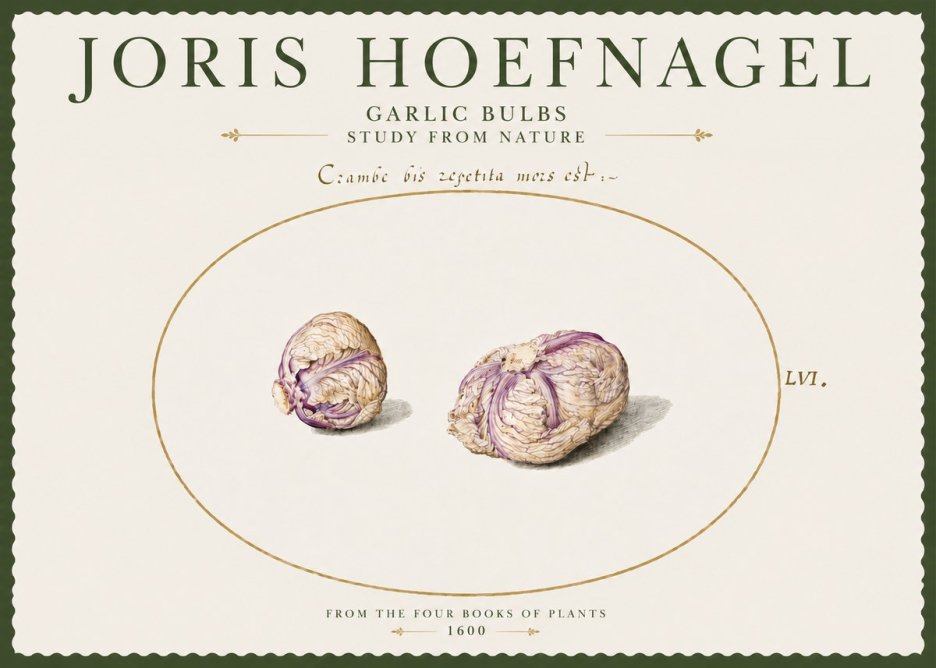 Joris Hoefnagel Garlic Bulbs Study from Nature No4 - Affiche