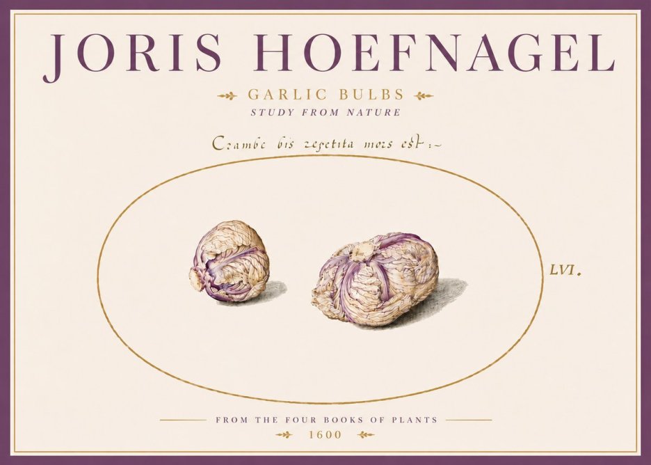 Joris Hoefnagel Garlic Bulbs Study from Nature No5 - Affiche