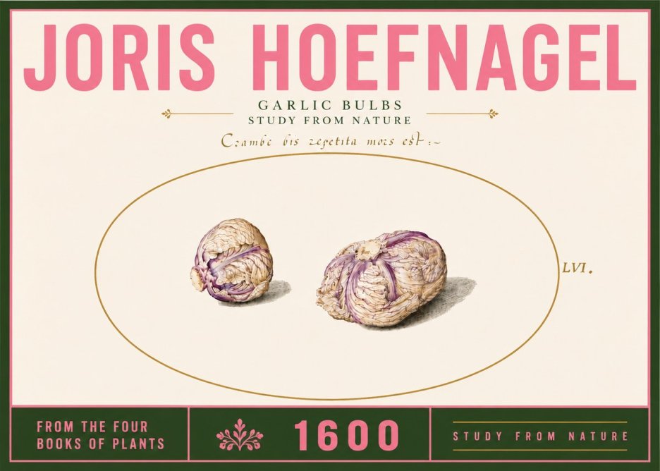 Joris Hoefnagel Garlic Bulbs Study from Nature No6 - Affiche