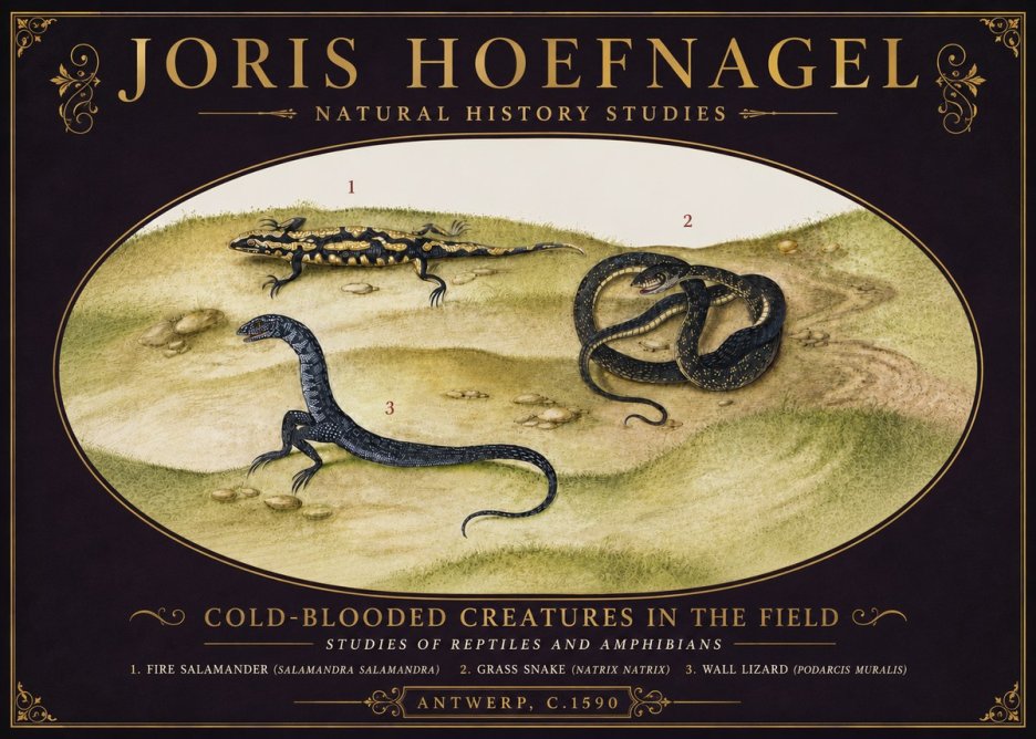 Joris Hoefnagel Cold-blooded Creatures in the Field No6 - Affiche