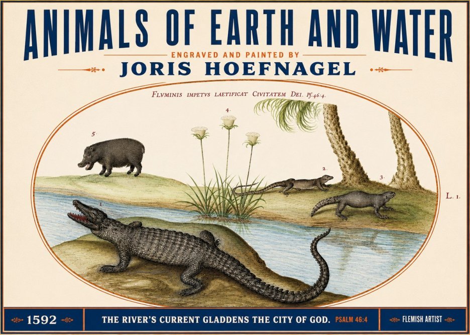 Joris Hoefnagel Animals of Earth and Water No3 - Affiche