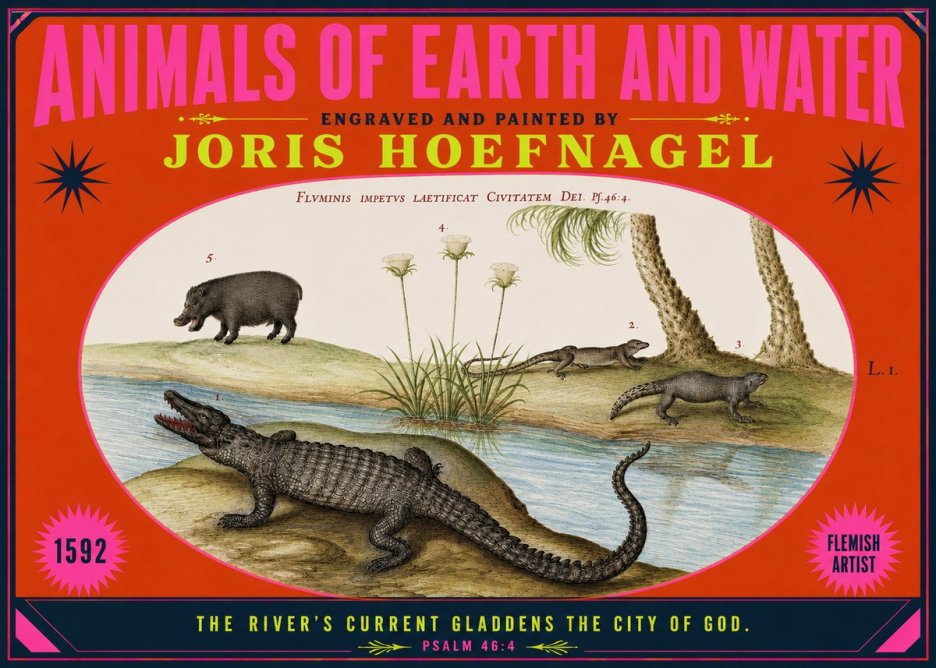 Joris Hoefnagel Animals of Earth and Water No4 - Affiche