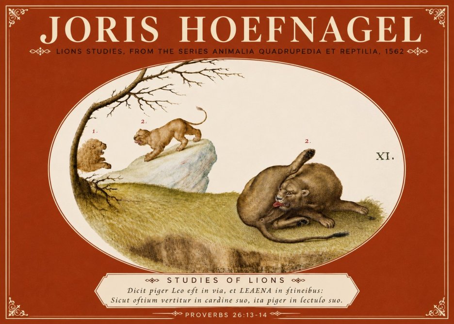 Joris Hoefnagel Lions Studies No6 - Affiche