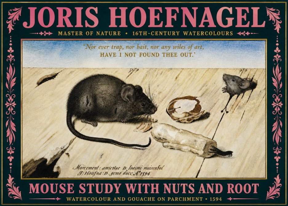 Joris Hoefnagel Mouse Study with Nuts and Root No5 - Affiche