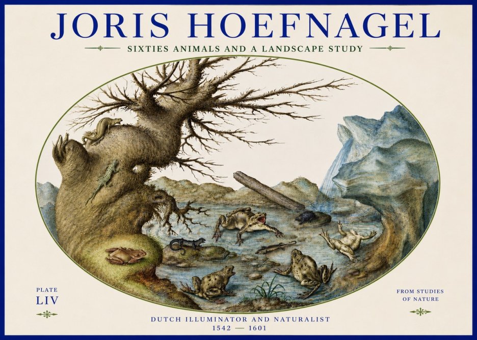 Joris Hoefnagel Sixtties Animals and a Landscape Study No3 - Affiche
