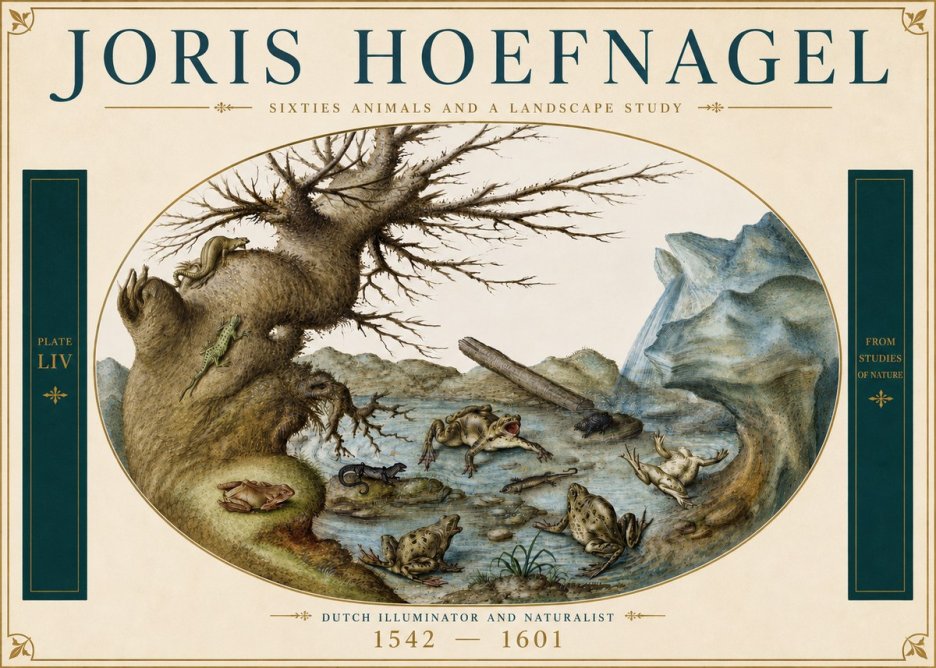 Joris Hoefnagel Sixtties Animals and a Landscape Study No4 - Affiche