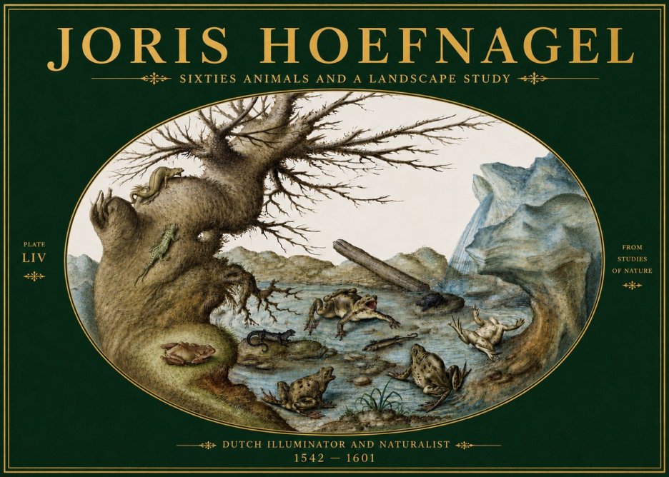 Joris Hoefnagel Sixtties Animals and a Landscape Study No5 - Affiche
