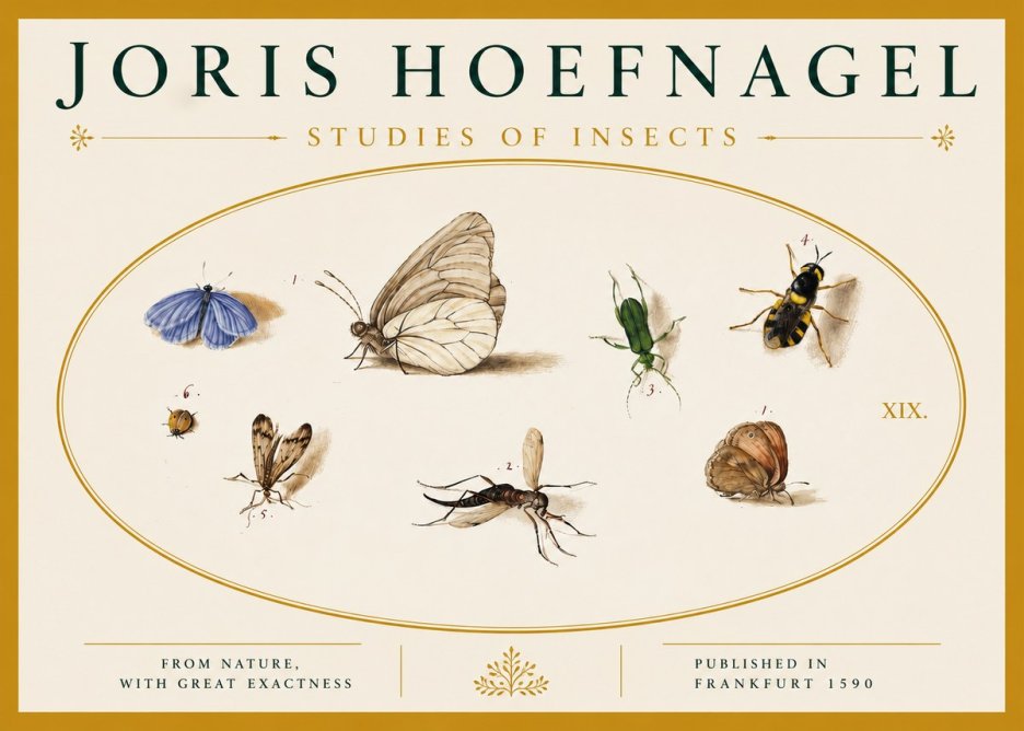 Joris Hoefnagel Studies of Insects V No4 - Affiche