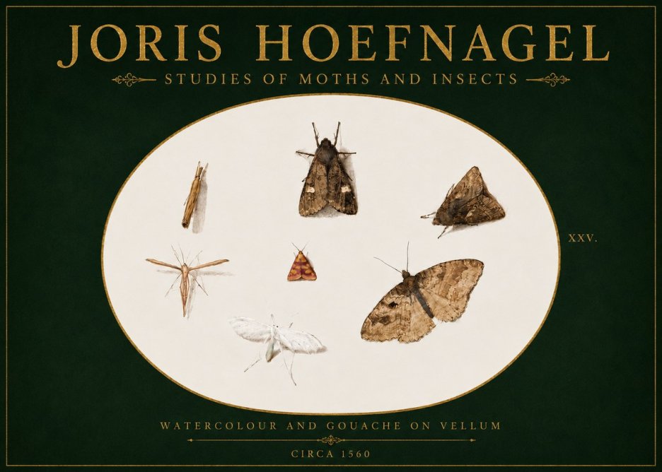 Joris Hoefnagel Studies of Moths and Insects - Xxv. No4 - Affiche