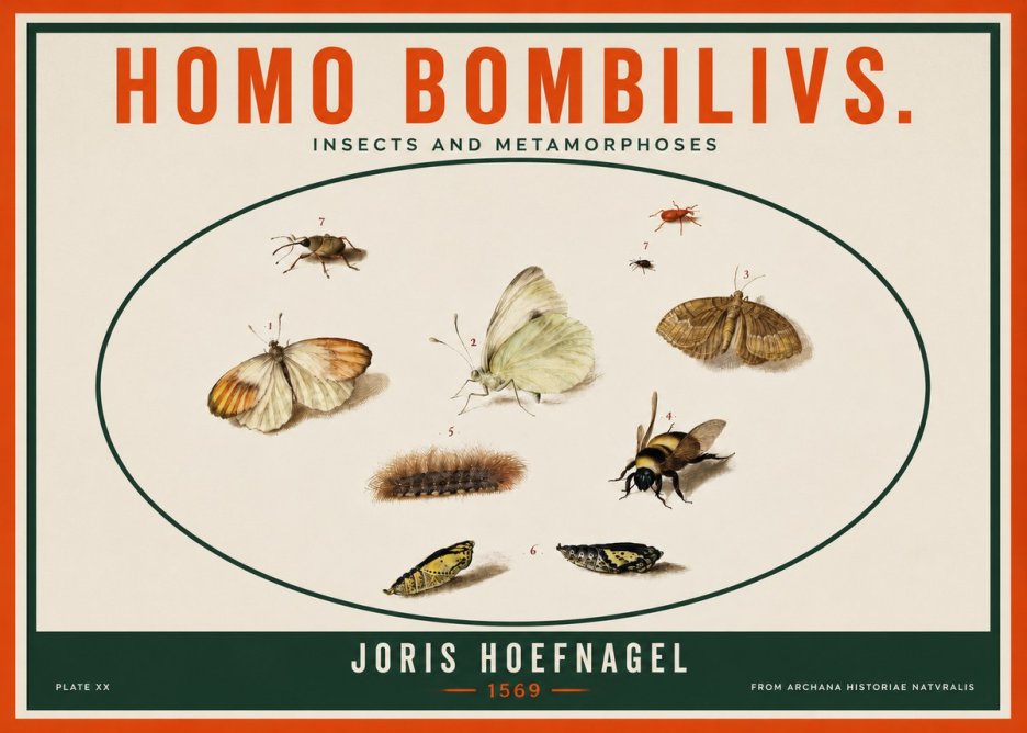 Joris Hoefnagel Homo Bombilivs. Insecta Et Metamorphoses No3 - Affiche