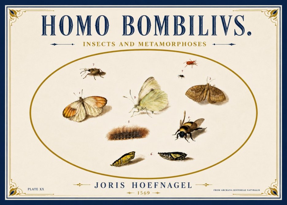 Joris Hoefnagel Homo Bombilivs. Insecta Et Metamorphoses No6 - Affiche