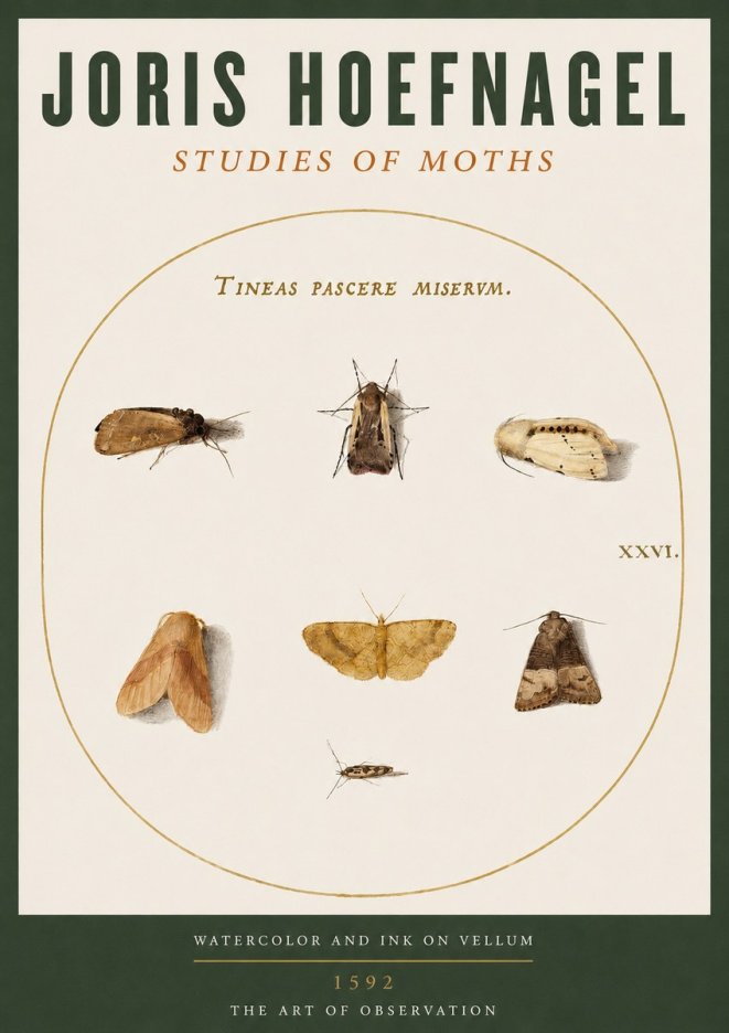 Joris Hoefnagel Studies of Moths II No2 - Affiche