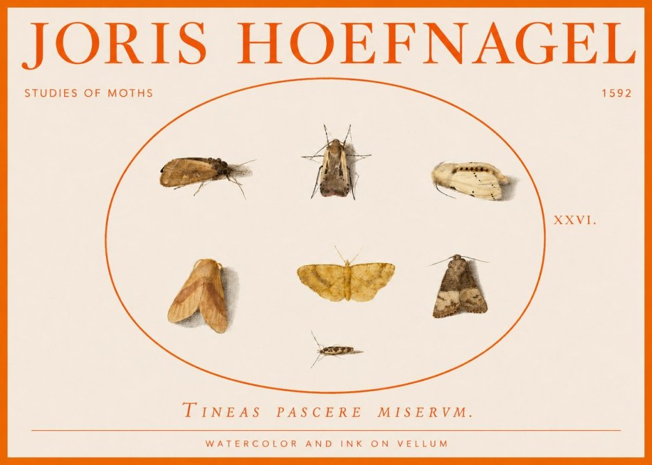 Joris Hoefnagel Studies of Moths II No3 - Affiche