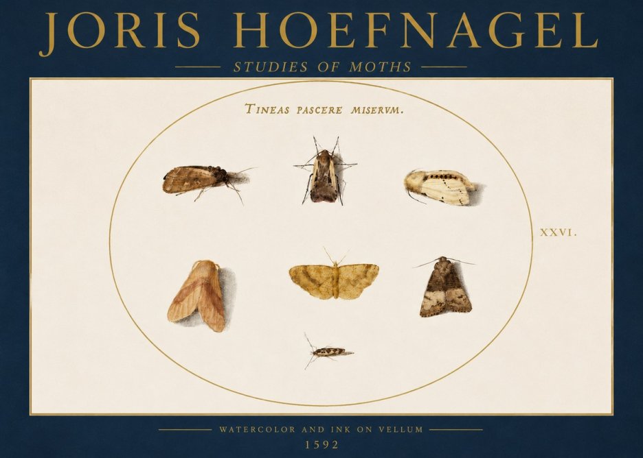 Joris Hoefnagel Studies of Moths II No4 - Affiche