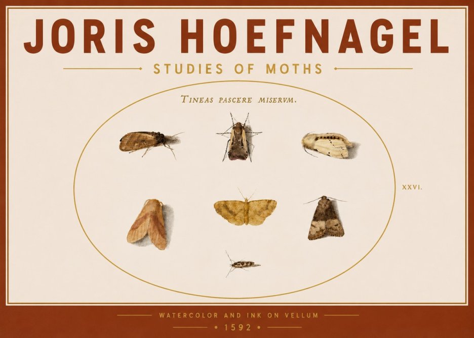 Joris Hoefnagel Studies of Moths II No5 - Affiche