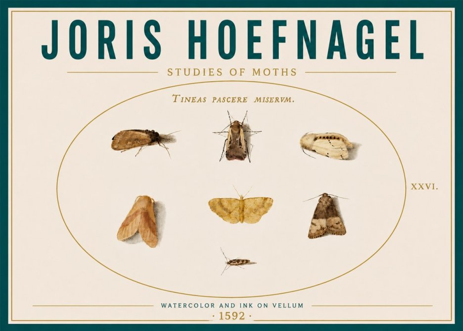 Joris Hoefnagel Studies of Moths II No6 - Affiche