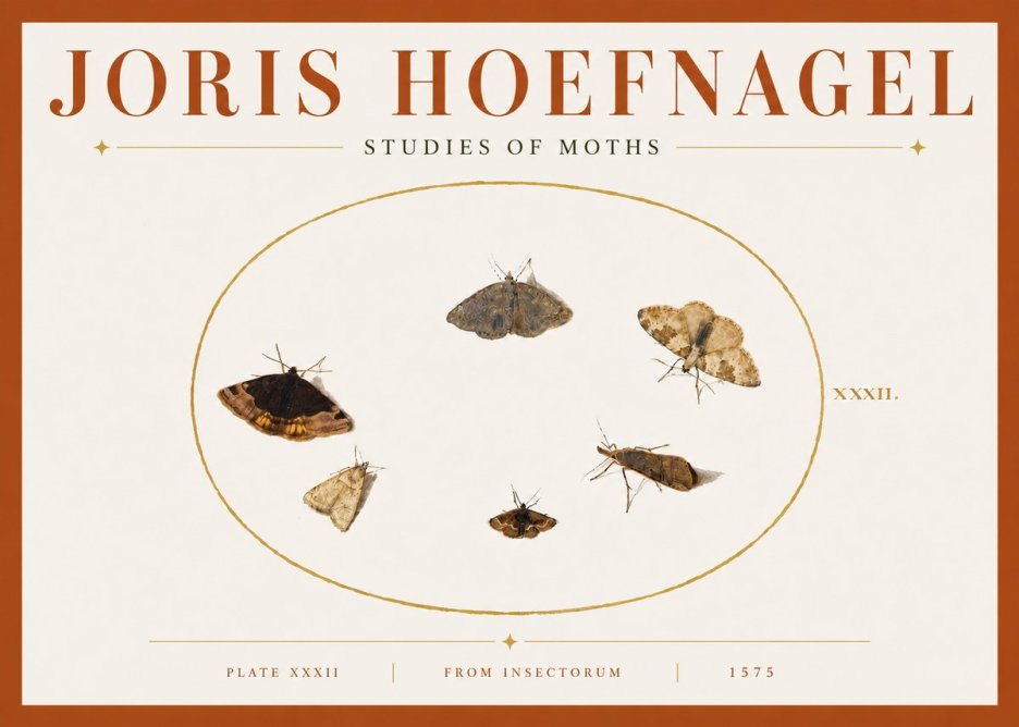 Joris Hoefnagel Studies of Moths III No5 - Affiche