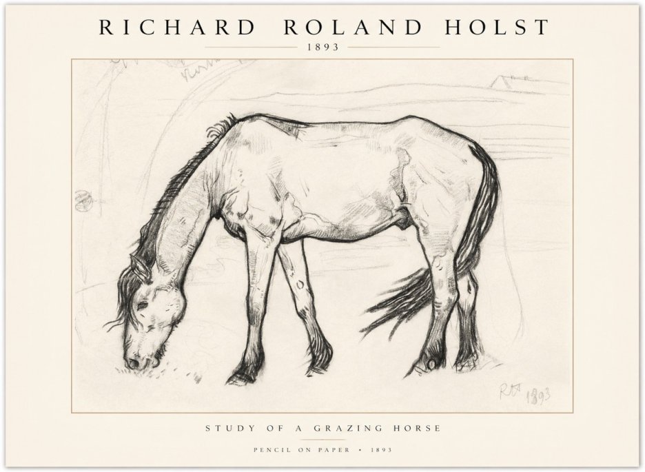 Richard Roland Holst Study of a Grazing Horse No1 - Affiche