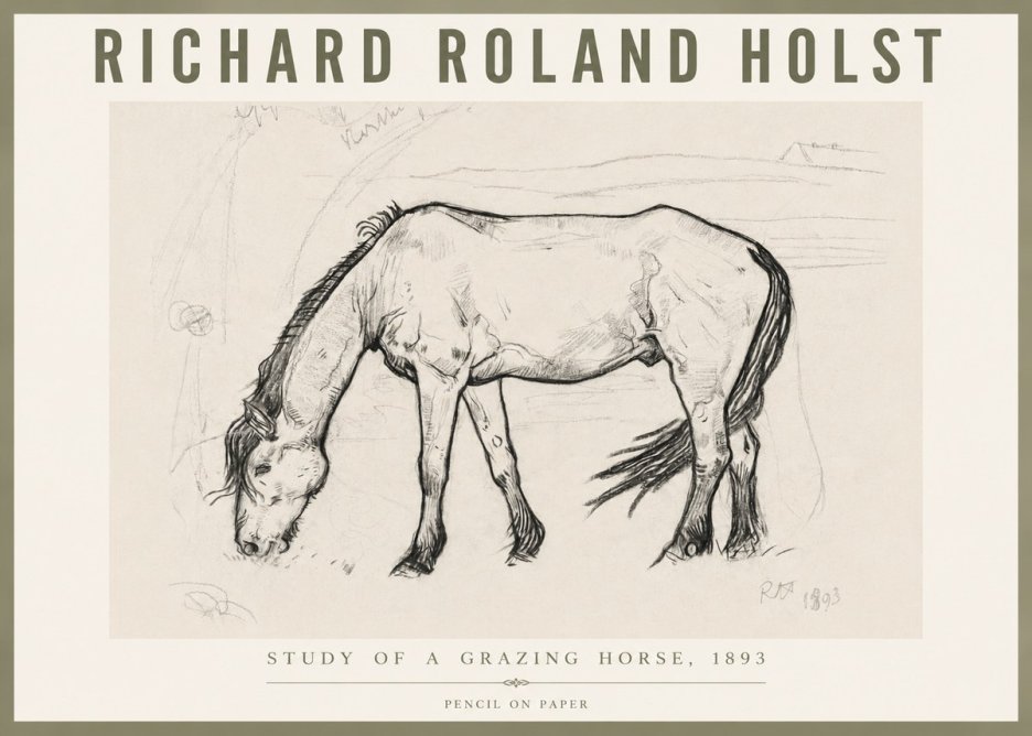 Richard Roland Holst Study of a Grazing Horse No6 - Affiche