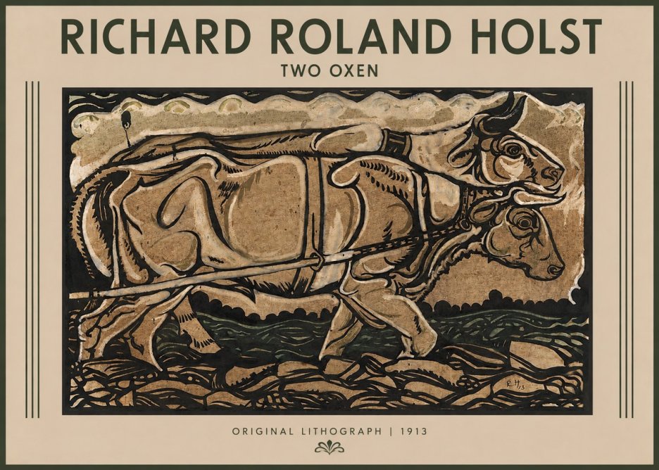 Richard Roland Holst Two Oxen No2 - Affiche