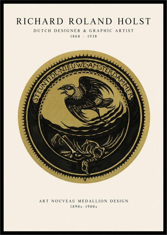 Richard Roland Holst Art Nouveau Medallion Design No1 - Affiche