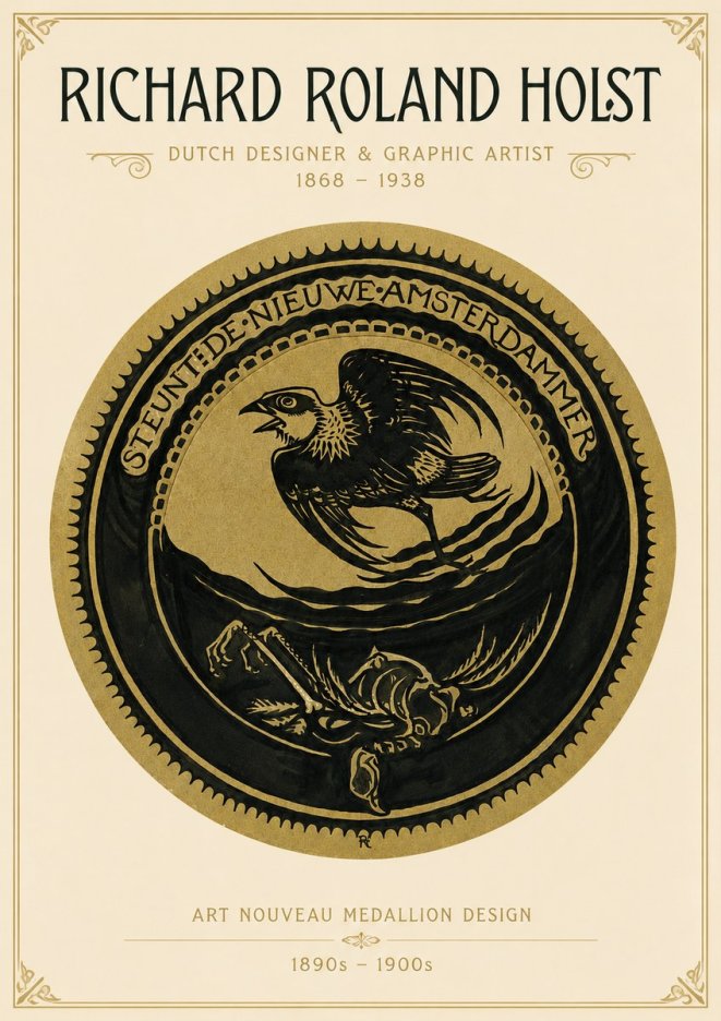 Richard Roland Holst Art Nouveau Medallion Design No3 - Affiche