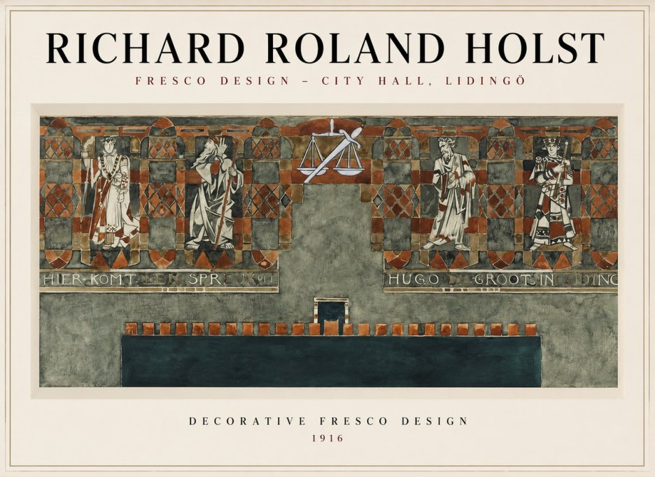 Richard Roland Holst Fresco Design - City Hall, Lidingö No1 - Affiche