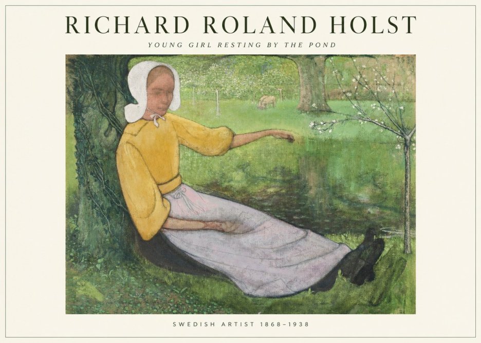 Richard Roland Holst Young Girl Resting by the Pond No1 - Affiche