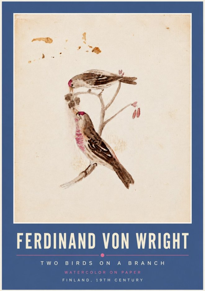 Ferdinand von Wright Two Birds on a Branch No4 - Affiche