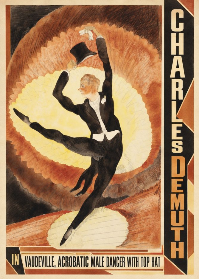 Charles Demuth In Vaudeville, Acrobatic Male Dancer with Top Hat No3 - Affiche