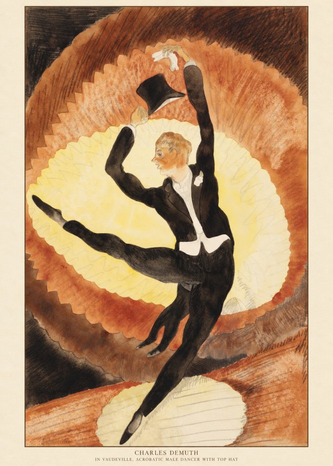 Charles Demuth In Vaudeville, Acrobatic Male Dancer with Top Hat No6 - Affiche