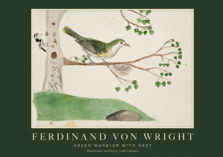 Ferdinand von Wright Green Warbler with Nest No1 - Affiche