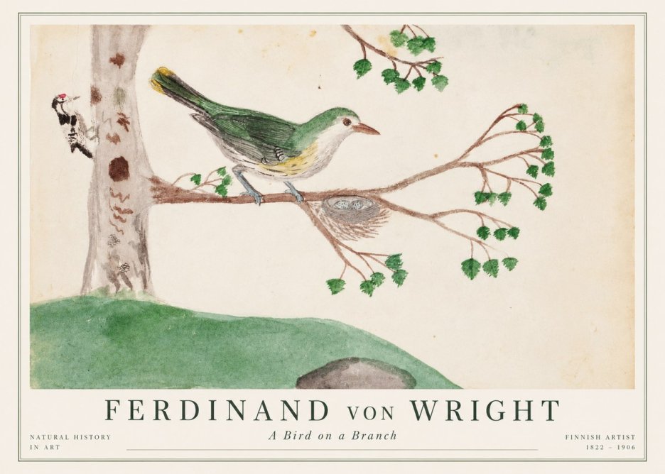 Ferdinand von Wright Green Warbler with Nest No2 - Affiche