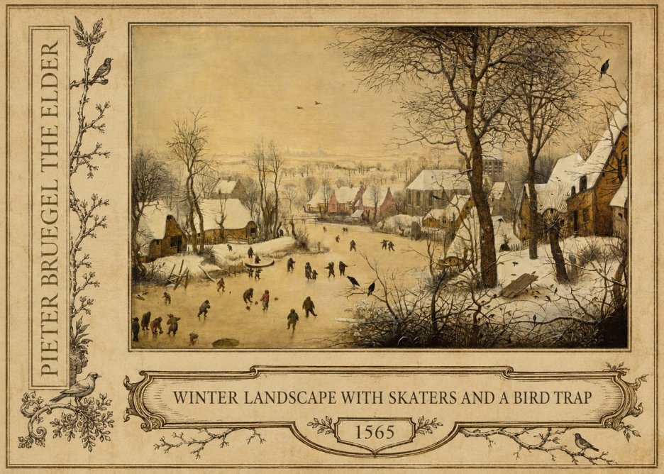 Pieter Bruegel Winter Landscape with Skaters and a Bird Trap No2 - Affiche