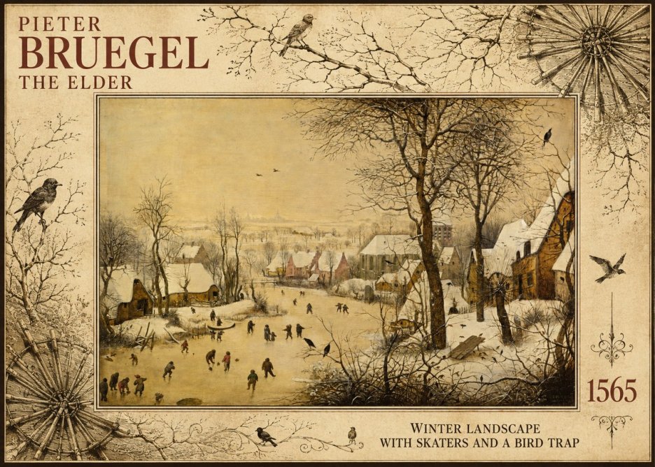 Pieter Bruegel Winter Landscape with Skaters and a Bird Trap No5 - Affiche