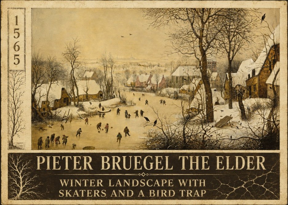 Pieter Bruegel Winter Landscape with Skaters and a Bird Trap No6 - Affiche