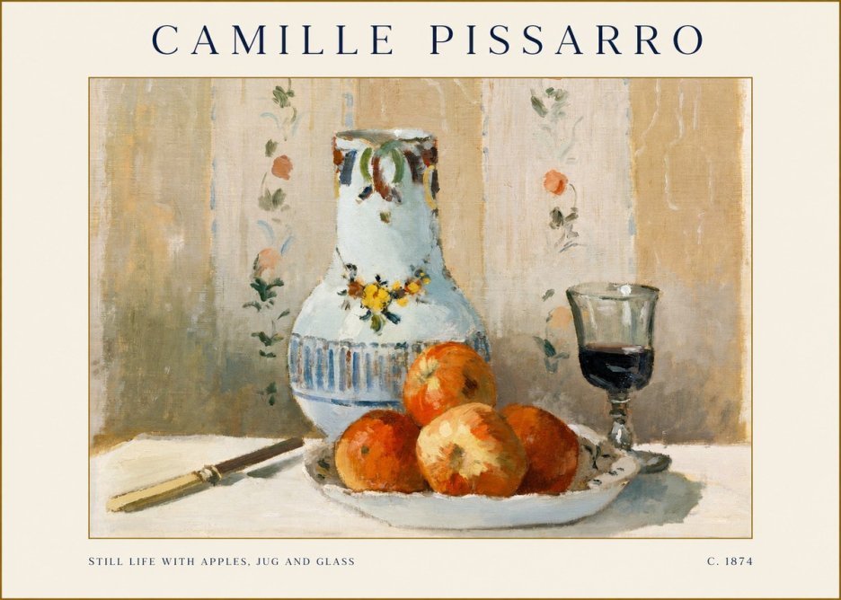 Pissarro Still Life with Apples, Jug and Glass No1 - Affiche