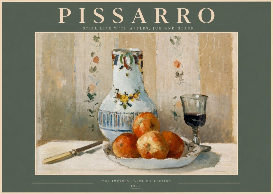 Pissarro Still Life with Apples, Jug and Glass No2 - Affiche