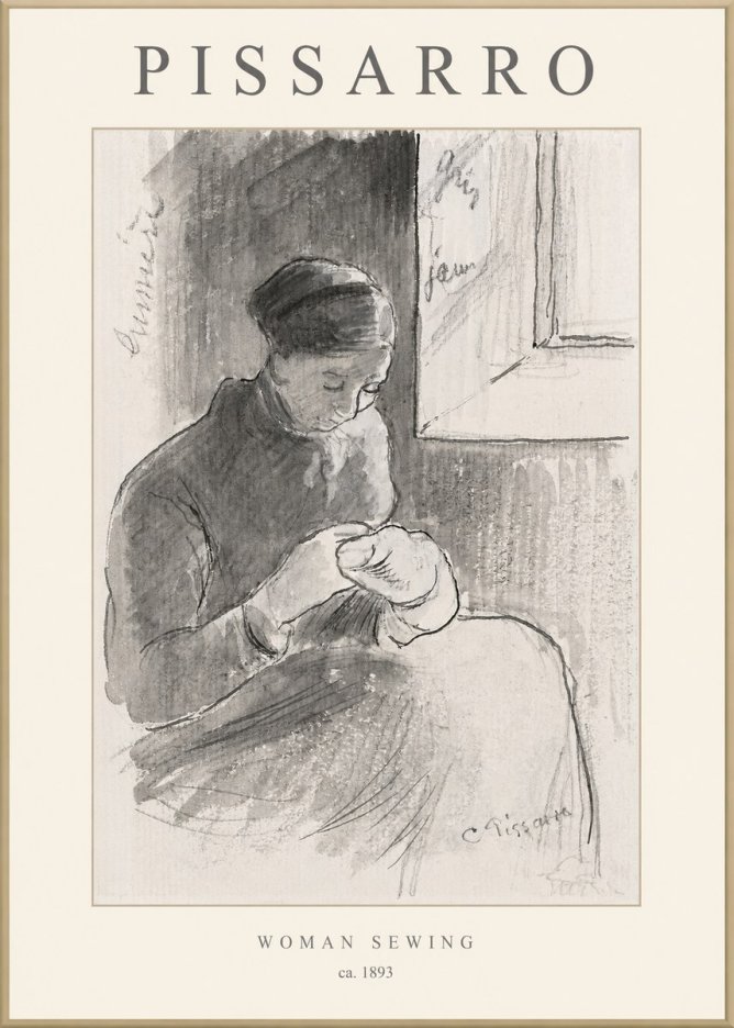 Pissarro Woman Sewing No1 - Affiche