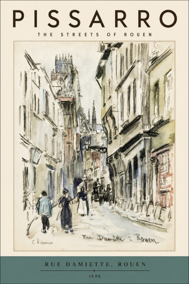 Pissarro Rue Damiette, Rouen No2 - Affiche