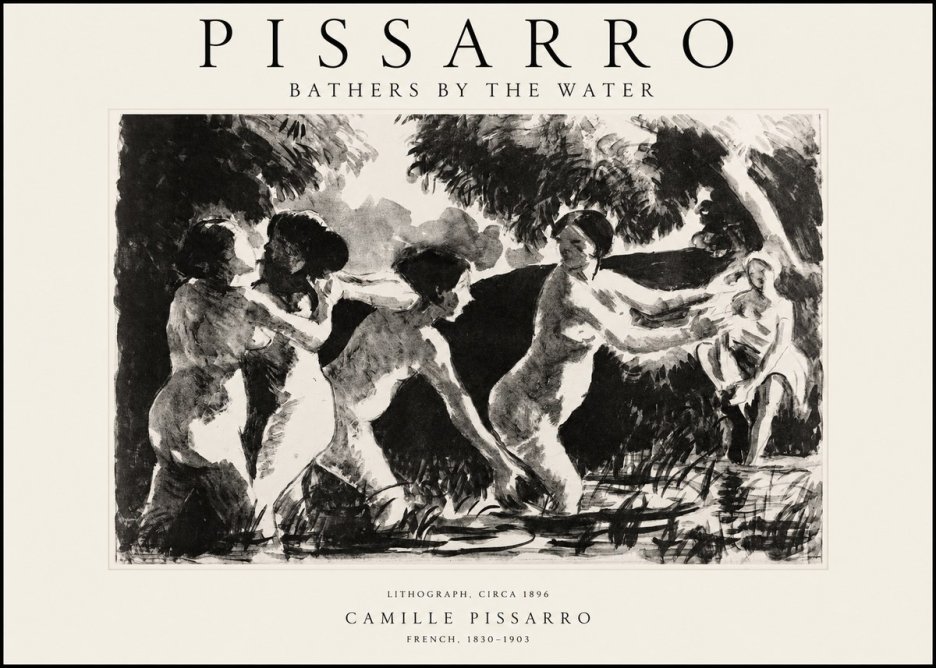 Pissarro Bathers by the Water No1 - Affiche