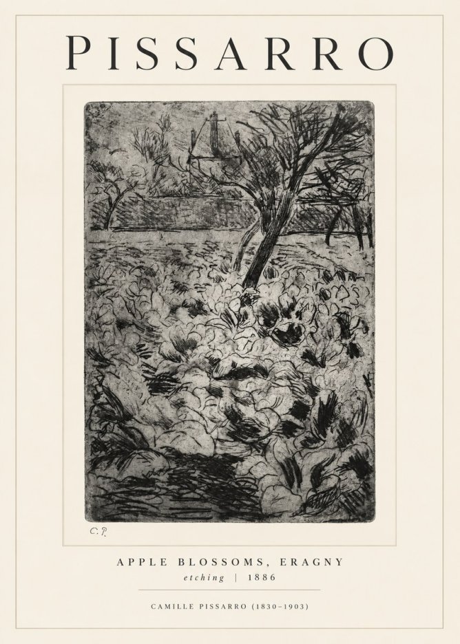 Pissarro Apple Blossoms, Eragny No1 - Affiche