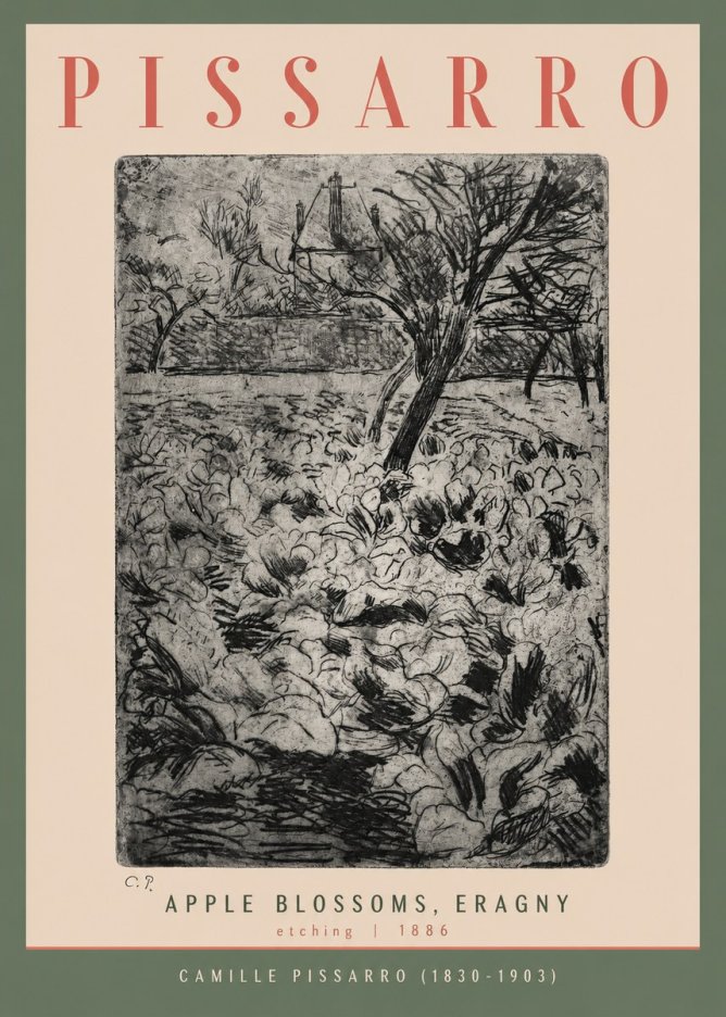 Pissarro Apple Blossoms, Eragny No2 - Affiche