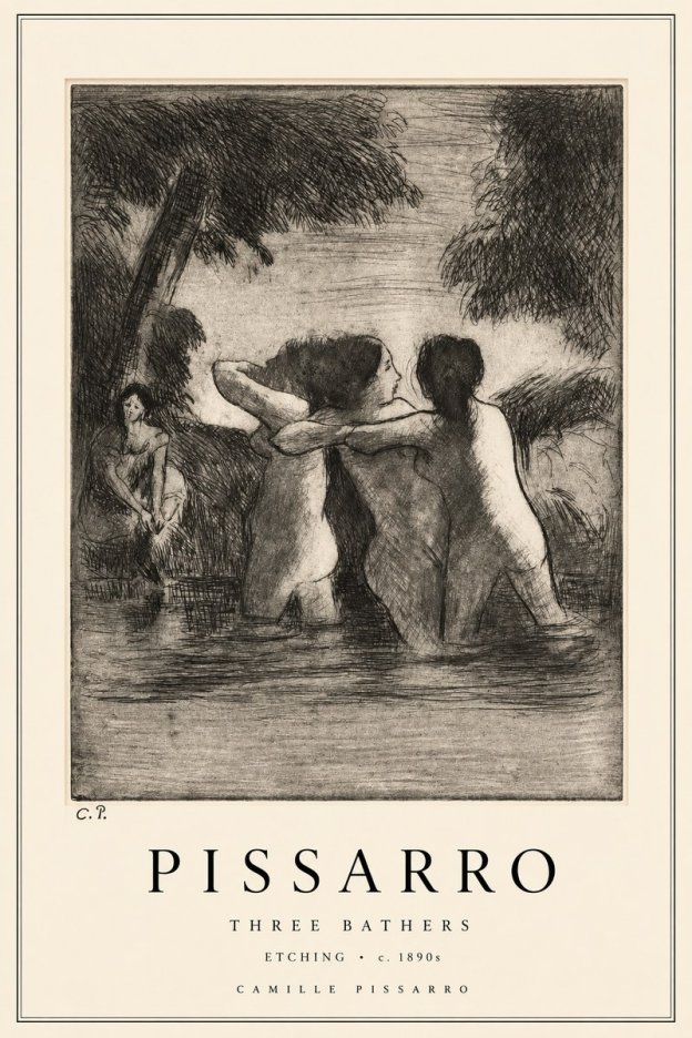 Pissarro Three Bathers No2 - Affiche