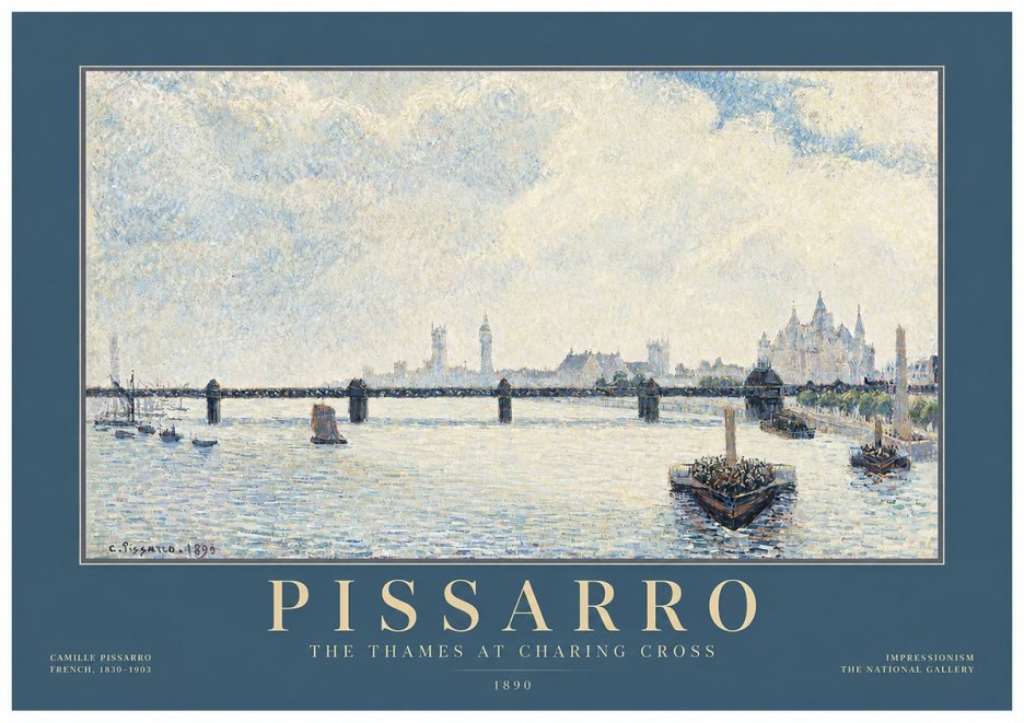 Pissarro The Thames at Charing Cross No2 - Affiche