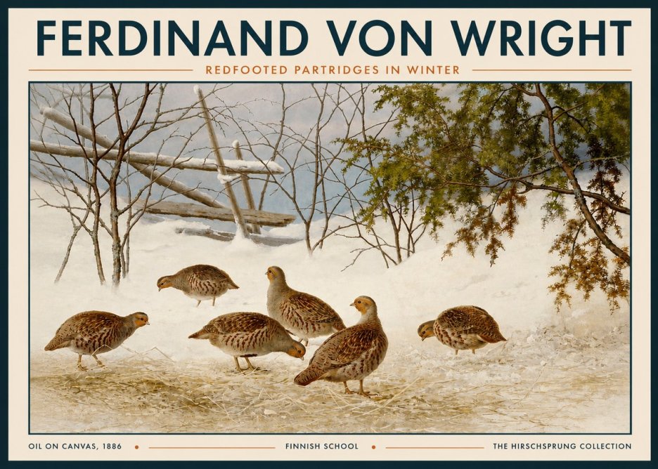 Ferdinand von Wright Redfooted Partridges in Winter No3 - Affiche