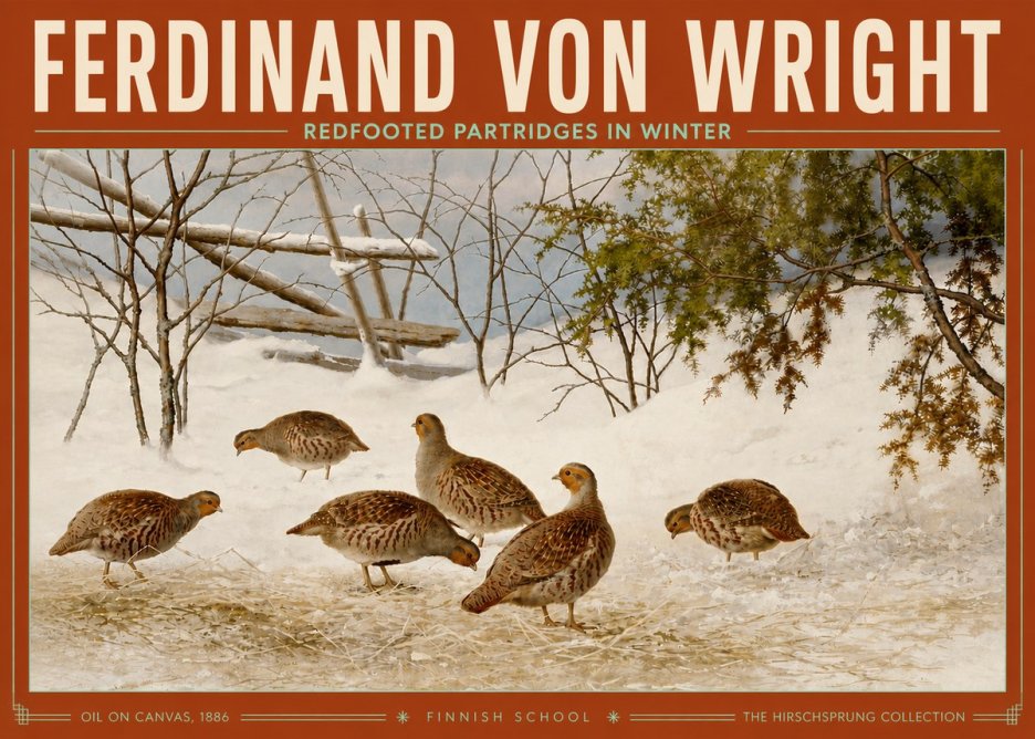 Ferdinand von Wright Redfooted Partridges in Winter No5 - Affiche