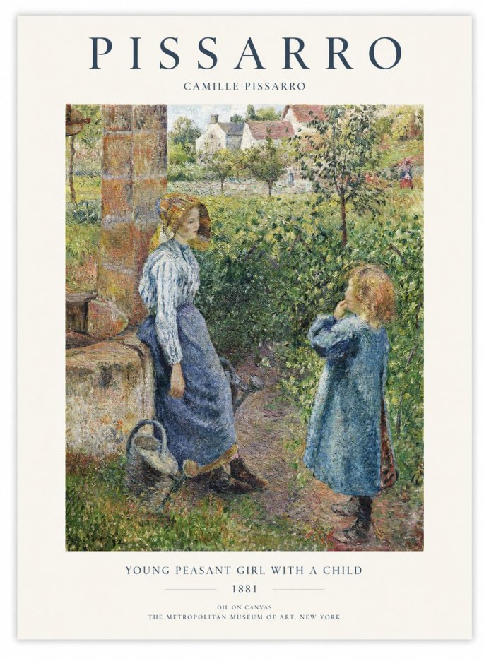 Pissarro Young Peasant Girl with a Child No1 - Affiche