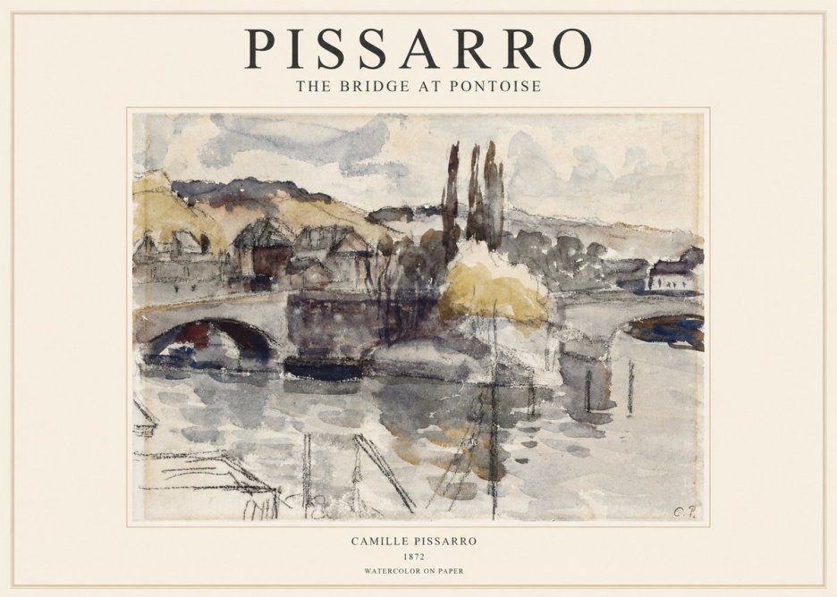 Pissarro The Bridge at Pontoise No1 - Affiche